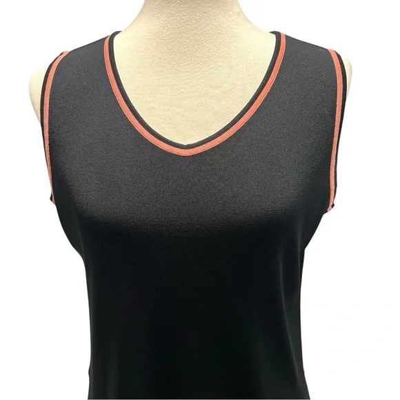 Misook 2 Piece Black Tank & Jacket Coral Trim Women’s Small/Medium - Picture 10 of 12
